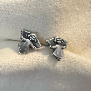 James Avery Retired Sterling Silver Tiny Angel Earrings 925 box pouch stud stamp
